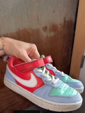 Nike Kids Red, Light Blue & Mint Velcro Sneakers